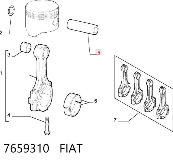 Палец поршня двигателя 7659310 Fiat/Alfa/Lancia