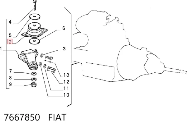 Правая подушка двигателя 7667850 Fiat/Alfa/Lancia