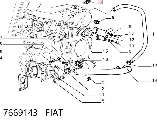 Датчик температуры охлаждающей жидкости 7669143 Fiat/Alfa/Lancia