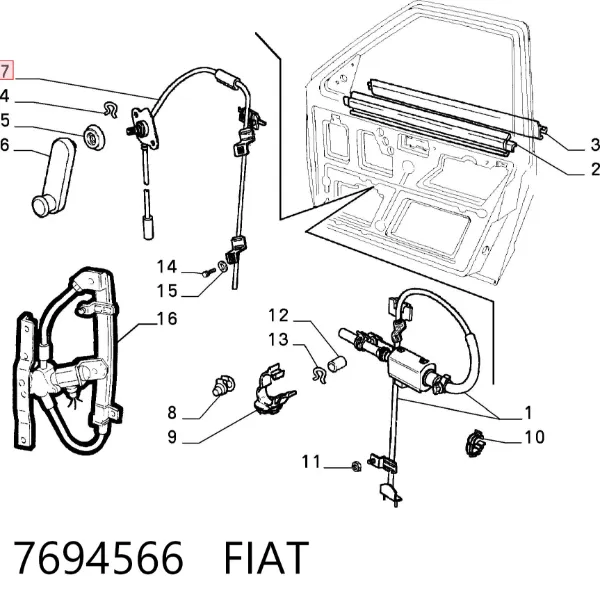 Стеклоподъемник передней левой двери 7694566 Fiat/Alfa/Lancia