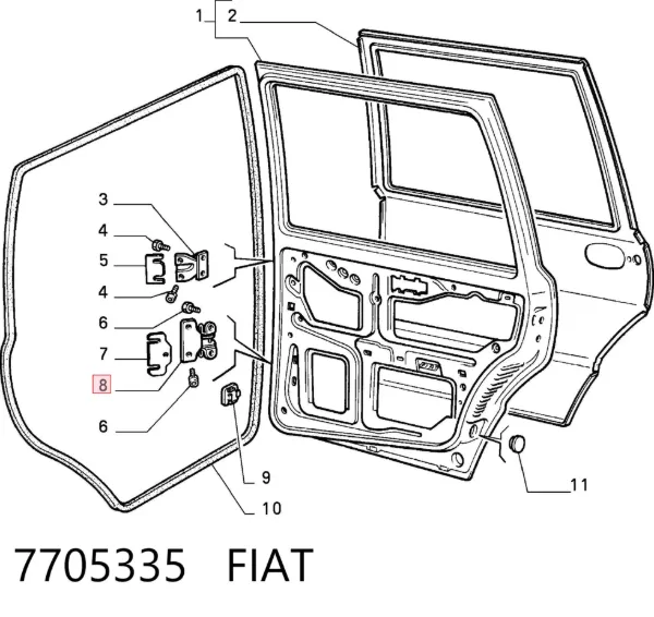 Петля двери передней левой 7705335 Fiat/Alfa/Lancia