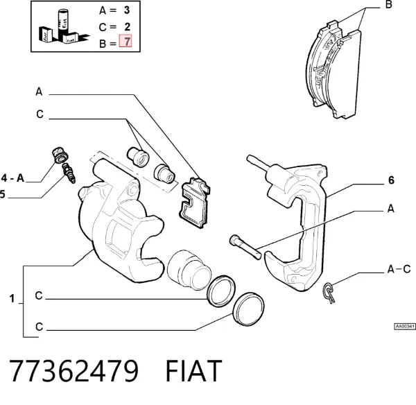 Передние тормозные колодки 77362479 Fiat/Alfa/Lancia