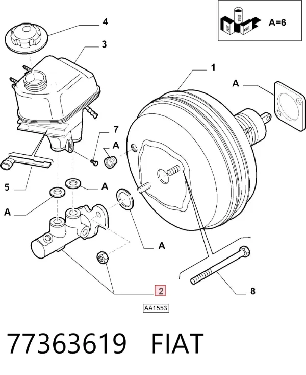 Главный тормозной цилиндр 77363619 Fiat/Alfa/Lancia