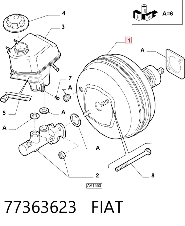 Главный тормозной цилиндр 77363623 Fiat/Alfa/Lancia