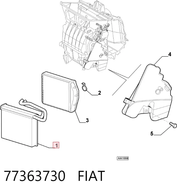 Испаритель кондиционера 77363730 Fiat/Alfa/Lancia