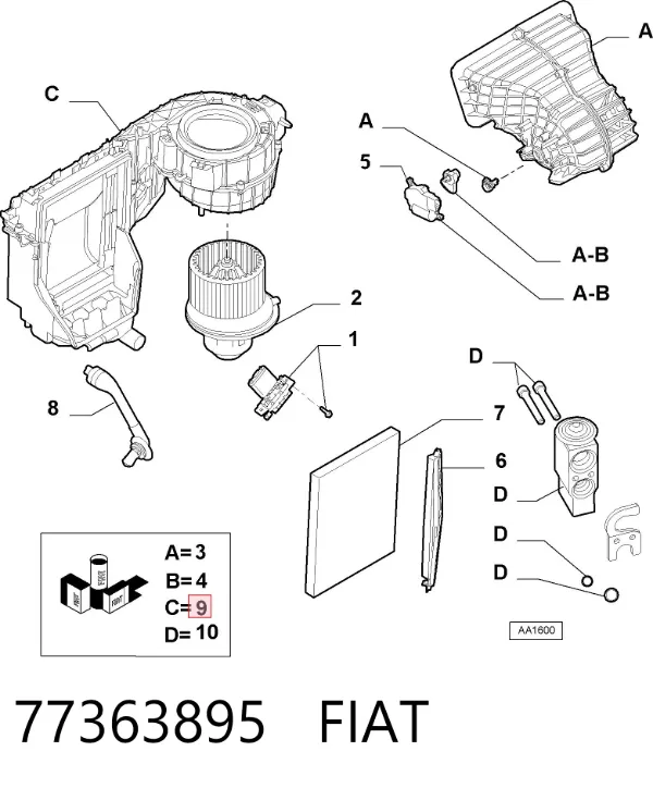 Испаритель кондиционера 77363895 Fiat/Alfa/Lancia
