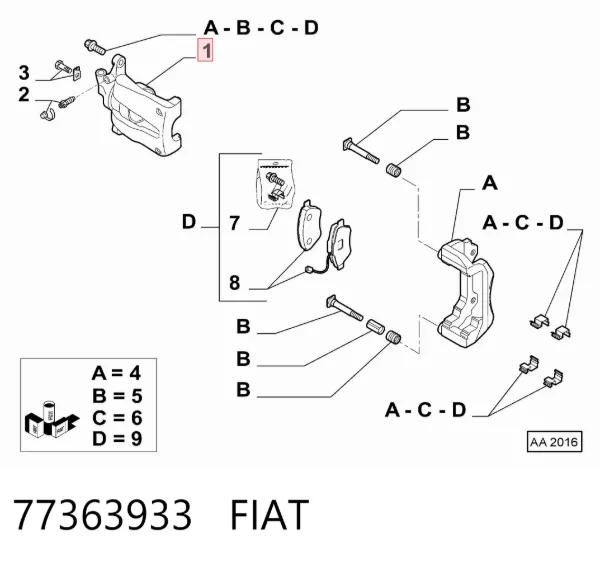 Суппорт тормозной передний левый 77363933 Fiat/Alfa/Lancia