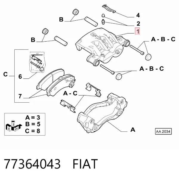 Суппорт тормозной передний правый 77364043 Fiat/Alfa/Lancia
