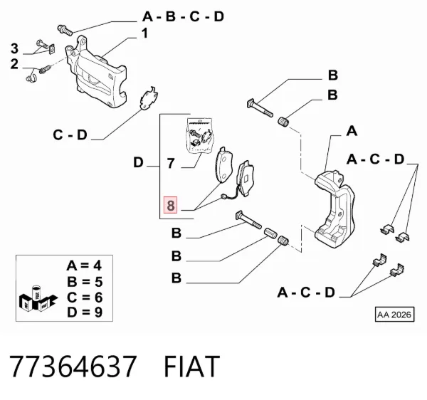 Передние тормозные колодки 77364637 Fiat/Alfa/Lancia