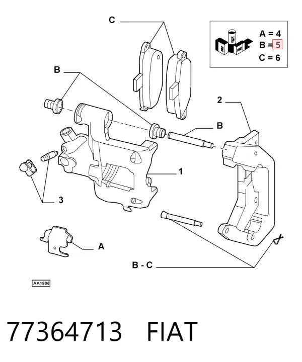 Ремкомплект переднего суппорта 77364713 Fiat/Alfa/Lancia
