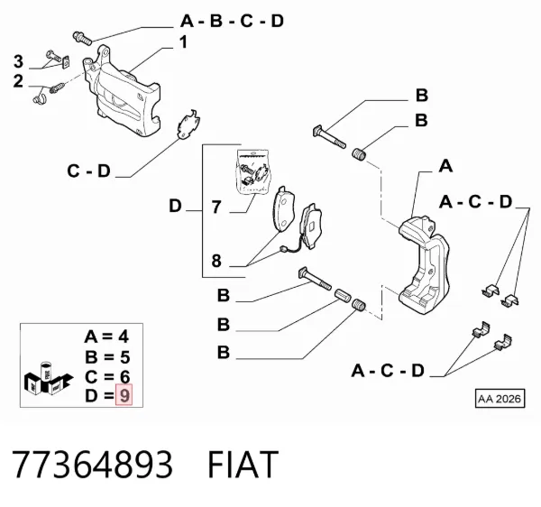 Передние тормозные колодки 77364893 Fiat/Alfa/Lancia