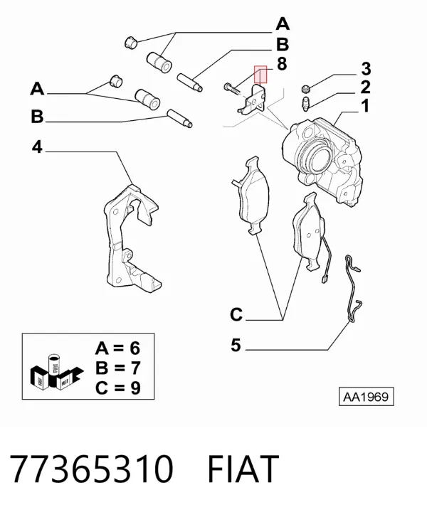 Суппорт тормозной передний правый 77365310 Fiat/Alfa/Lancia