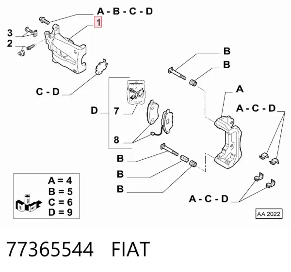 Суппорт тормозной передний правый 77365544 Fiat/Alfa/Lancia
