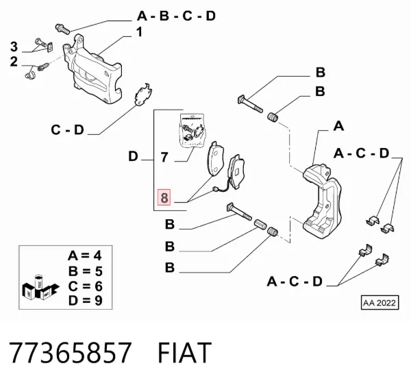Передние тормозные колодки 77365857 Fiat/Alfa/Lancia