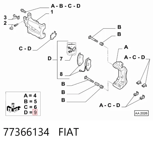 Передние тормозные колодки 77366134 Fiat/Alfa/Lancia