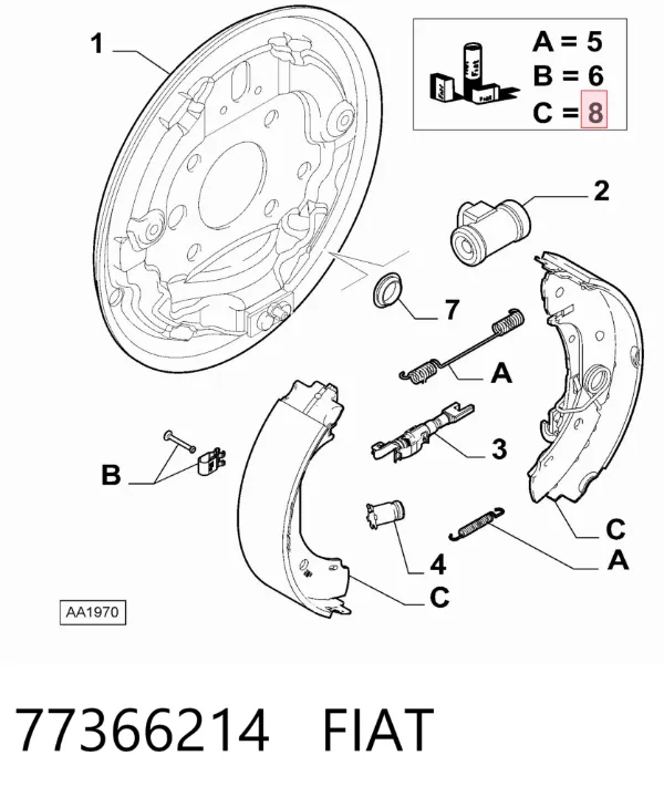 Задние барабанные колодки 77366214 Fiat/Alfa/Lancia