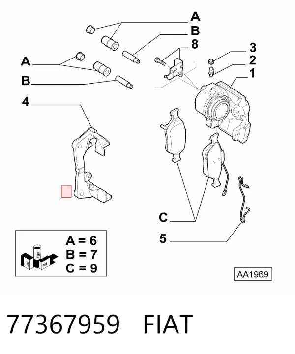 Передние тормозные колодки 77367959 Fiat/Alfa/Lancia