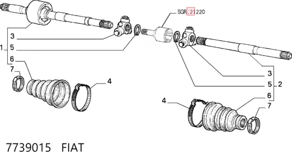 Левая полуось 7739015 Fiat/Alfa/Lancia