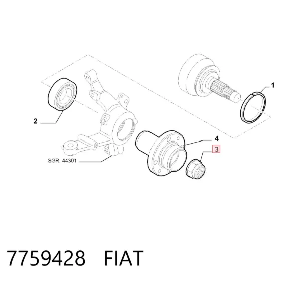 Гайка передней ступицы 7759428 Fiat/Alfa/Lancia