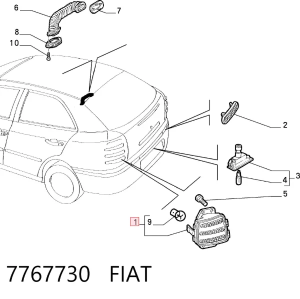 Фонарь задний левый 7767730 Fiat/Alfa/Lancia