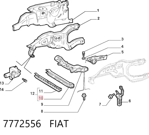 Суппорт радиатора нижний 7772556 Fiat/Alfa/Lancia
