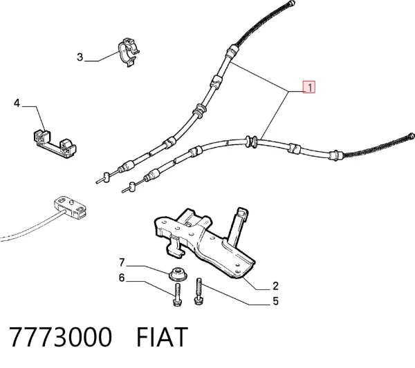 Задний правый трос ручника 7773000 Fiat/Alfa/Lancia