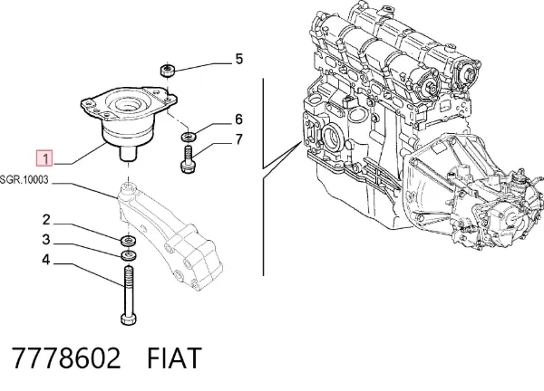 Правая подушка двигателя 7778602 Fiat/Alfa/Lancia
