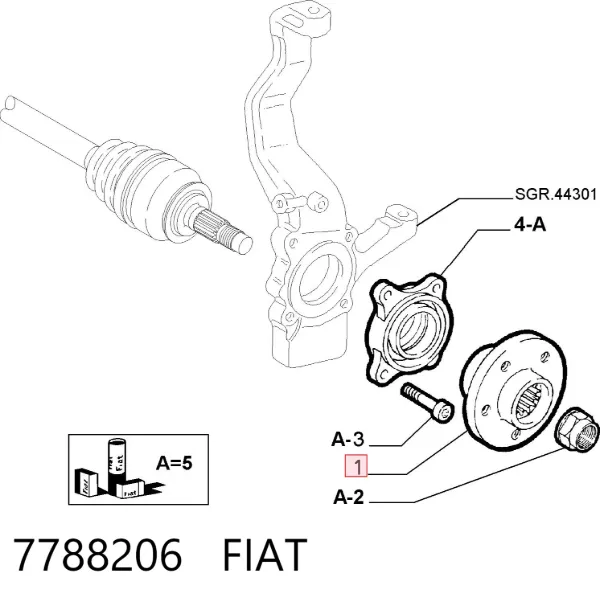 Передняя ступица 7788206 Fiat/Alfa/Lancia