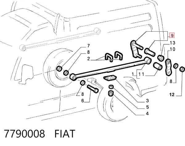 Сайлентблок серьги рессоры 7790008 Fiat/Alfa/Lancia