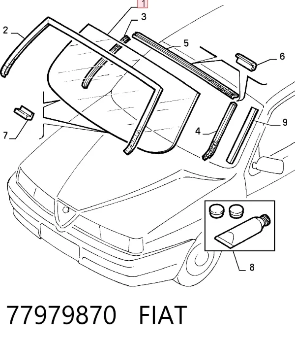 Лобовое стекло Lancia Dedra 835