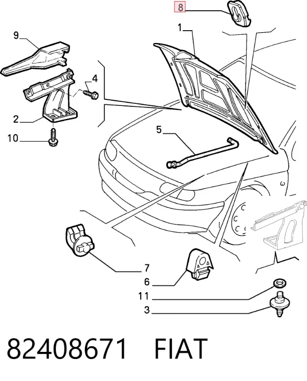Фиксатор упора капота 82408671 Fiat/Alfa/Lancia