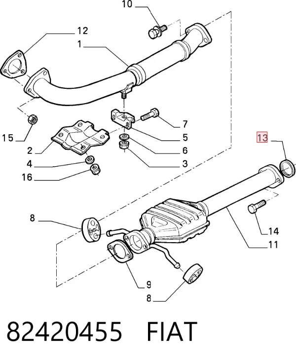 Кольцо приемной трубы глушителя 82420455 Fiat/Alfa/Lancia