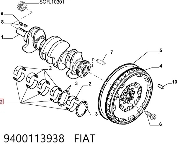 Вкладыши коленвала коренные, комплект, стандарт (STD) 9400113938 Fiat/Alfa/Lancia