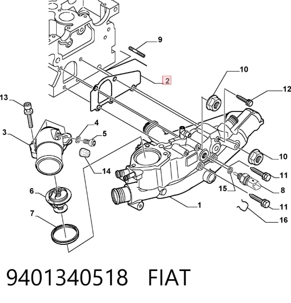 Прокладка корпуса термостата 9401340518 Fiat/Alfa/Lancia