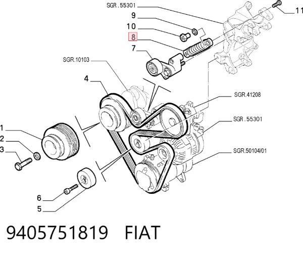 Натяжитель приводного ремня 9405751819 Fiat/Alfa/Lancia