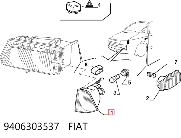 Поворотник правый 9406303537 Fiat/Alfa/Lancia