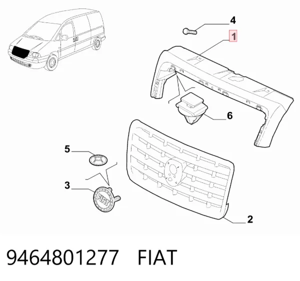 Решетка радиатора 9464801277 Fiat/Alfa/Lancia