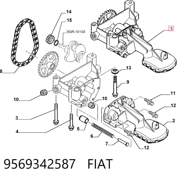 Масляный насос 9569342587 Fiat/Alfa/Lancia