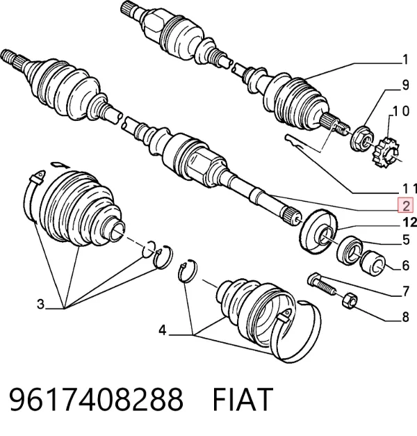 Правая полуось 9617408288 Fiat/Alfa/Lancia