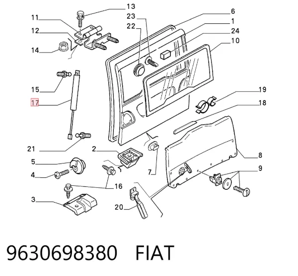Амортизатор багажника 9630698380 Fiat/Alfa/Lancia