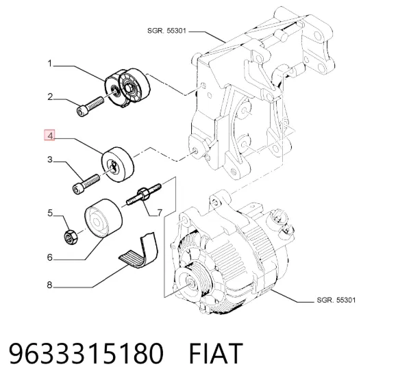 Натяжной ролик 9633315180 Fiat/Alfa/Lancia