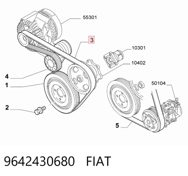 Ремень генератора 9642430680 Fiat/Alfa/Lancia