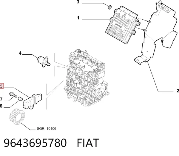 Датчик коленвала 9643695780 Fiat/Alfa/Lancia