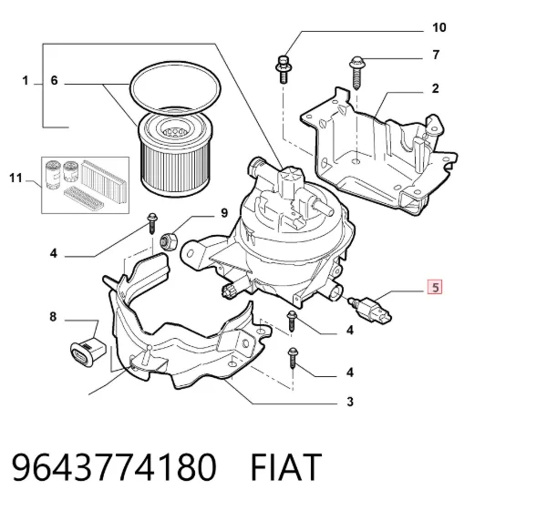 Датчик давления топлива 9643774180 Fiat/Alfa/Lancia