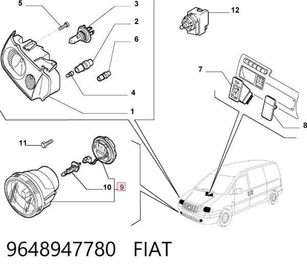 Противотуманки 9648947780 Fiat/Alfa/Lancia