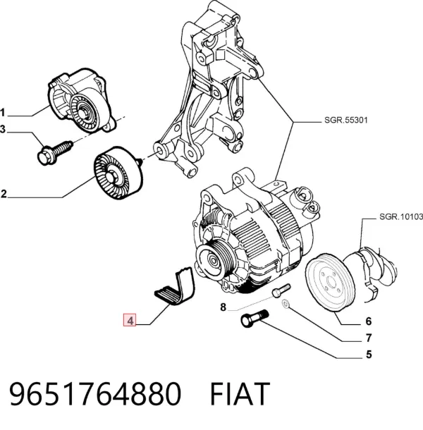 Ремень генератора 9651764880 Fiat/Alfa/Lancia