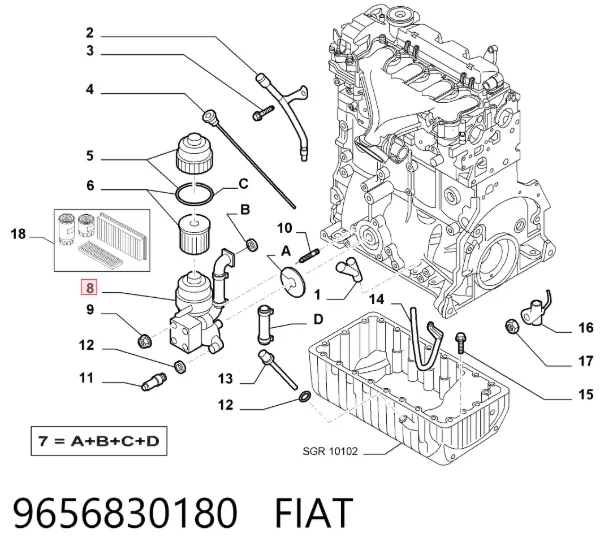 Корпус масляного фильтра 9656830180 Fiat/Alfa/Lancia