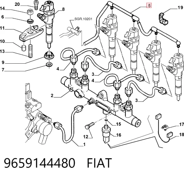 Обратная топливная трубка Fiat Ducato II