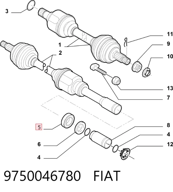 Подвесной подшипник карданного вала 9750046780 Fiat/Alfa/Lancia