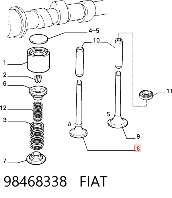 Впускной клапан 98468338 Fiat/Alfa/Lancia